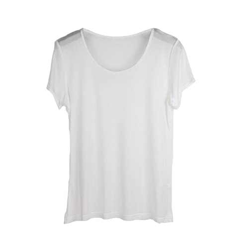 T-shirt en soie véritable femme col rond chic noir et blanc XL