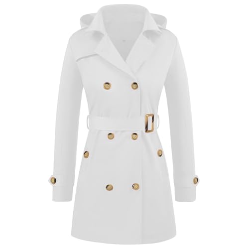 Women Long Trench Coat with Pockets Ladies Jackets Belt Double Breasted Women's Outdoor for Office Work and Daily Wear