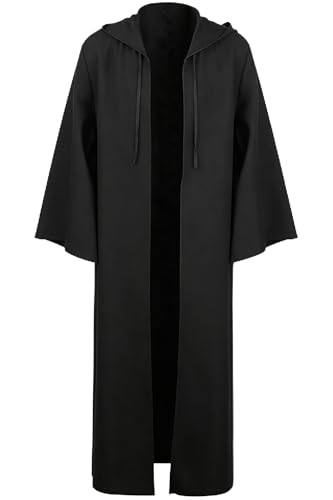 kinstell Homme Cape à Capuchon Halloween Robe Costume Uniforme à Capuche Pour Costume de Chevalier Noir