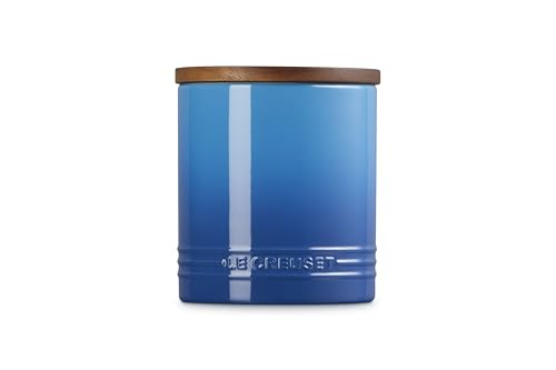 Image of Le Creuset Signature XL Salt Cellar and Storage Canister with Wood Lid, 1.2 qt., Marseille