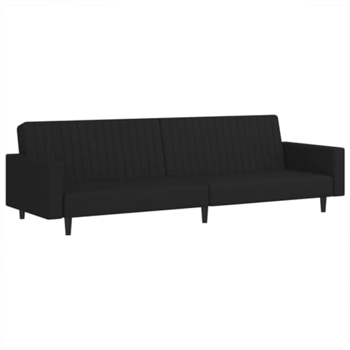 vidaXL Schlafsofa 2-Sitzer, Schlafcouch für Wohnzimmer Heimkino Büro, Gästebett mit Holzrahmen, Sofabett Tagesbett Couch Sofa Ausziehbar, Schwarz Samt