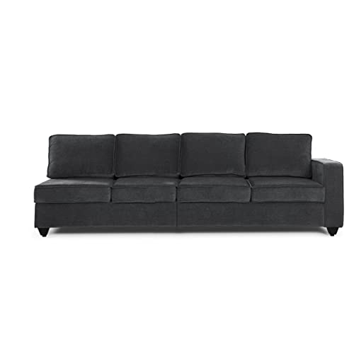 Image of Wakefit Sofa Set | 3 Year Warranty | Sofa 3 Seater, 3 Seater Sofa for Living Room, Wooden Sofa Set, 4 Seater + Left Aligned, Sofa for Living Room - Napper(Malphino : Smoke Grey)