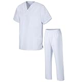 EXNER Medizin Kasack Set – Kasack & Hose für Damen und Herren, Pflegebekleidung Set in 26 Farben, Oberteil + Hose weiß, Schlupfkasack & Schlupfhose, XS–5XL