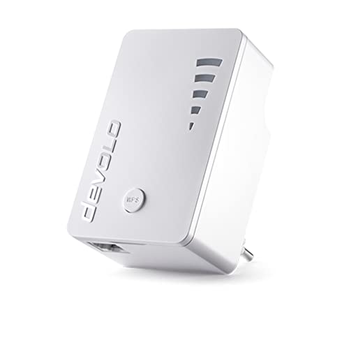 Devolo WiFi Repeater ac (1200 Mbit/s, 1x Port Gigabit, WPS, Répéteur WiFi, Amplificateur WiFi, Augmenter Portée Wifi, Affichage de l'Intensité du Signal ), Blanc