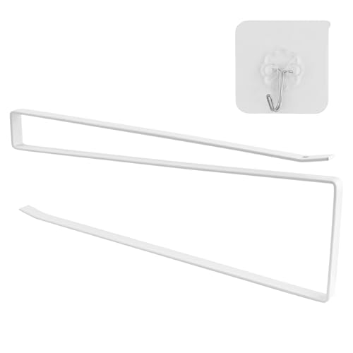 Soportes para Rollos de Papel de Cocina, portarrollos papel cocina, soporte papel cocina, Acero Inoxidable, con 2 Ganchos Transparentes, sin taladrar, para Cocina, baño, Almacenamiento