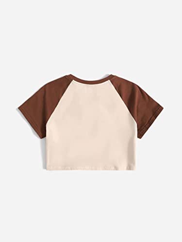 Image of Floerns Girls Summer Print Short Sleeve Round Neck Crop Tops Tee Shirts