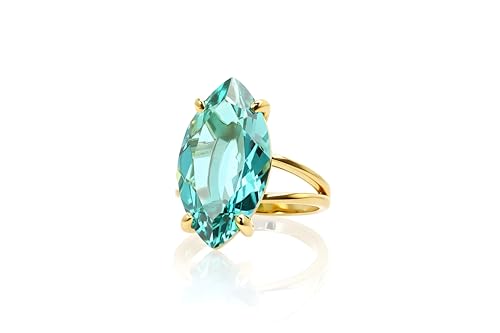 Bague en or tourmaline bleue marquise : sublimez et affinez vos mains
