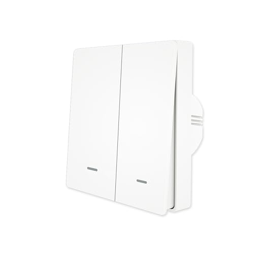 MOES ZigBee Wall Light Switch, No Neutral Wire Required, No Capacitor Needed, Smart Life MOES App Remote Control, Works with Alexa, Tuya ZigBee Hub Required, 2 Gang, White