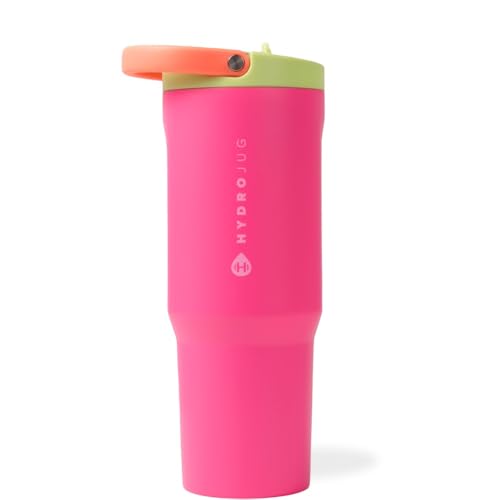 HydroJug Sport - Stainless Steel Tumbler with Straw, Vacuum Insulated, 32oz Leakproof Water Bottle, Ergonomic Design, Reusable, Dishwasher Safe, Rubber Base, Durable for Gym or Outdoors, Orchid