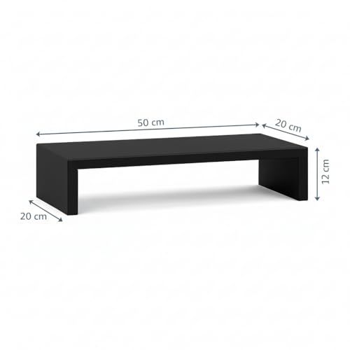 Image of flux Monitor Stand Wooden | Monitor Stand Riser | PC Stand For Desktop Table | Heavy Hold, Non Slip, Material: Particle Board Wooden Black