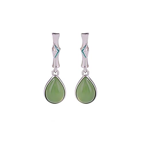 Boucles d'oreilles Drop Vertes en argent sterling et jade pour femme