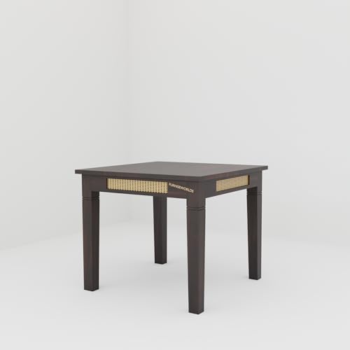 Image of Dining Table Set 2 Seater Dining Set for Home and Kitchen, Rattan Dining Table 2 Seater with Chairs Cane Furniture, Solid Sheesham Wood Dining Set