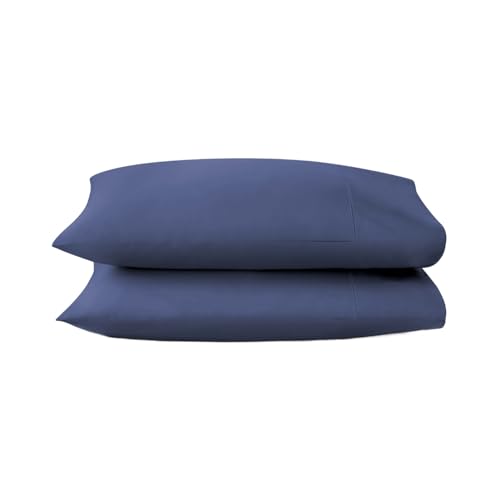 Image of 100% Organic Cotton Pillow Cases Queen Size Set of 2-100% Cotton Pillowcases GOTS Certified 300 Thread Count - Naturally Cooling Comfortable Breathable & Soft Pillow Cases (Navy, Queen)