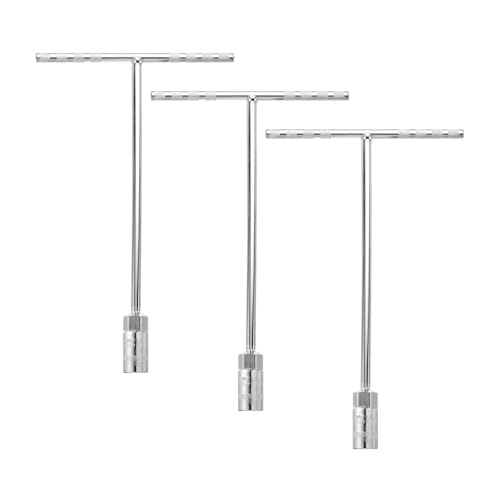 Image of sourcing map 3pcs T-Handle Wrench Socket, 6-Point Steel Metric Socket Wrench (16mm) with Long Reach for Motorcycle Bicycle Car Repair, Silver