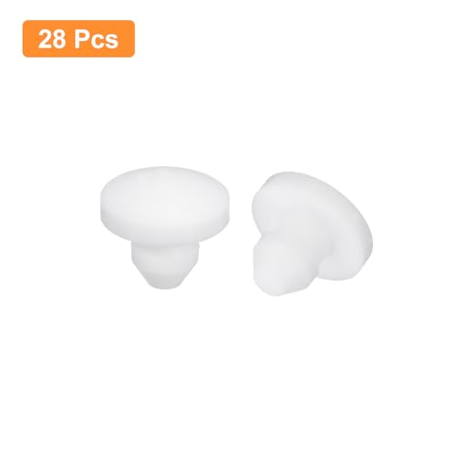 Image of uxcell 28Pcs Silicone Plugs, Rubber Round Snap in Locking Hole Plugs for 3.5mm Hole, Hole Stoppers Waterproof Hole Plug for Metal Tube, Furniture End Caps Inserts, White