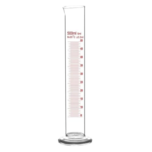 Éprouvette graduée en verre de 500 ml avec graduation standard très lisible