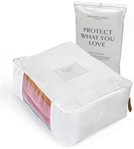 Luxury Cotton Sweater Storage Bag | Fits 5 Fine Knit Sweaters | 15 Inch | Certified Organic Cotton Cashmere Garment Bag | Breathable | Organizer for Sweaters and Linen | Certified Carbon Neutral