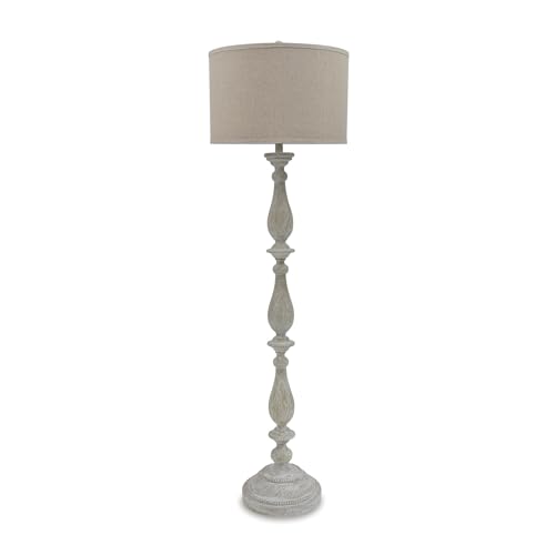 Signature Design by Ashley Bernadate Cottage Candlestick Design Poly Floor Lamp, 3-Way Switch, Cast...