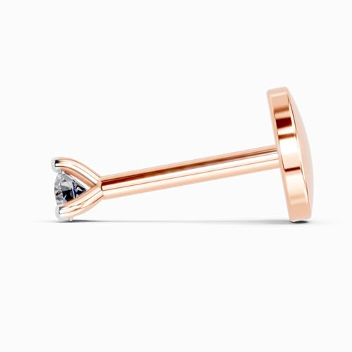 Image of Sparkles Lab Grown Diamond 0.03 Carat - 0.50 Carat Round Shape Solitaire Diamond Nose Pin for Women | 14K Gold IGI Certified FG VS Quality