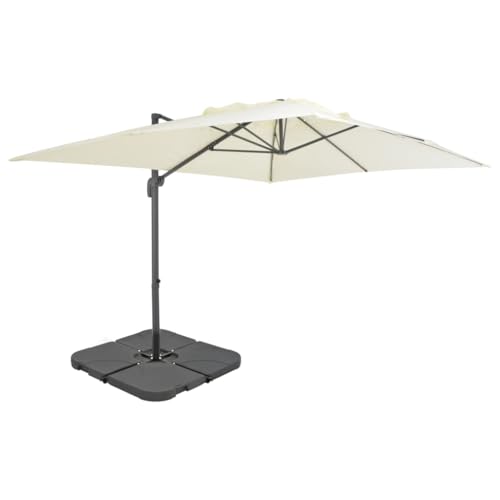 Sombrilla de jardín para artículos de exterior con base portátil beige 3
