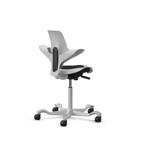 Image of HAG Capisco Puls Sit-Stand-Silver Base-Gray Frame-Black Vinyl Pad