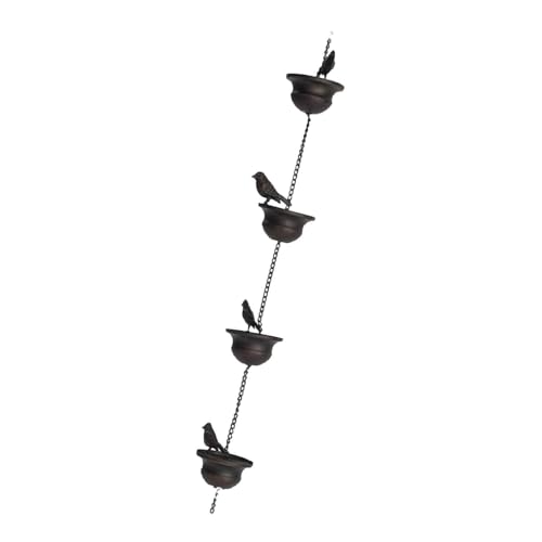 STARTIST Bird Rain Chains for Gutters Rainwater Catcher Chain Cup Rain Chain Display Pouring Cups for Roofs Eaves Drainage Yard Garden, 60cm