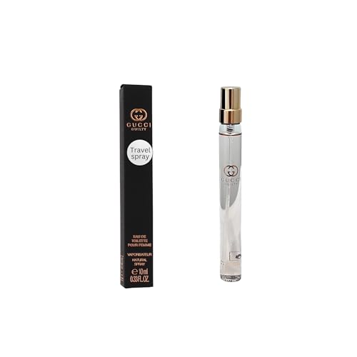 Image of Gucci Guilty Pour Femme Women's Perfume EDT Travel Spray 0.33 oz | Women's Eau de Toilette, Designer Perfume, Travel Spray, Travel Size, Floral Fragrance