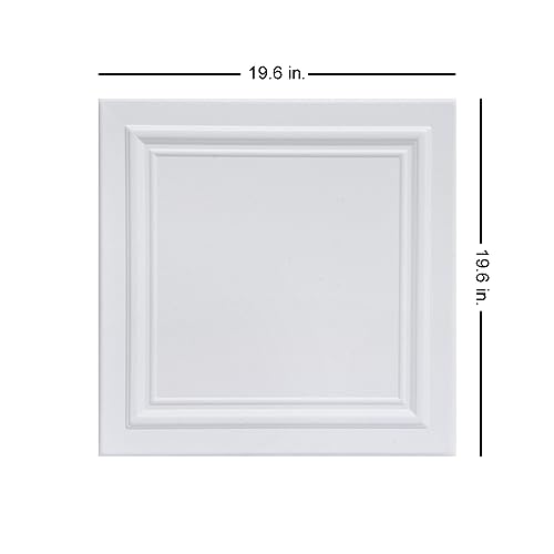 A La Maison Ceilings R24 Line Art Pre-Painted Foam Glue-Up Ceiling Tile (21.6 Sq. Ft./Case), Pack Of 8, Ultra Pure White #TOP1
