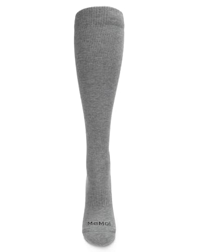 Image of MeMoi Unisex Classic Athletic Cushion Sole Knee High Cotton Blend 15-20mmHg Graduated Compression Socks White 10-13
