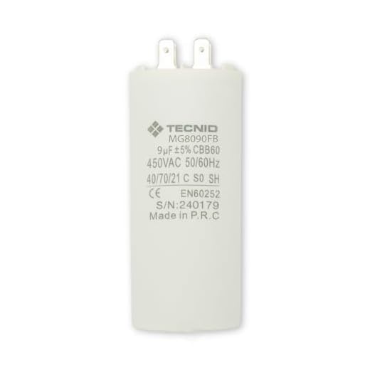 Tecnid by Velamp – Condensador de arranque de fondo plano de 9 µF y 450 V CA – Para motores monofásicos, bombas sumergibles, compresores y aires acondicionados