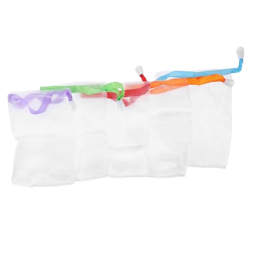 COOLHIYA 10Pcs Soap Foaming Net Mesh Pouch with Drawstring for Exfoliating and Soap Saving Creates Rich Bubbles for Body and Facial Cleansing Suitable for Shower and Craft Packaging