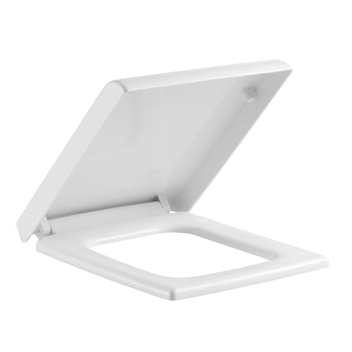Abattant de toilette carré blanc universel en PP avec fixation par le haut