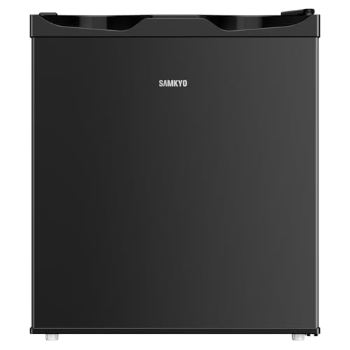 SAMKYO 冷蔵庫 48L 小型 幅45cm スリム 7段階温度調節 ミニ冷蔵庫 一人暮らし 省スペース コンパクト 前開き 1ドア 耐熱天板 静音 GU40 ブラック