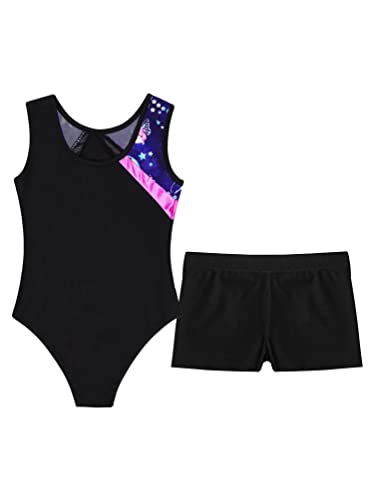 Kids Girls Gymnastics Dance Leotard with Boyshorts Set Biketards Athletic Ballet Unitard Tracksuits4