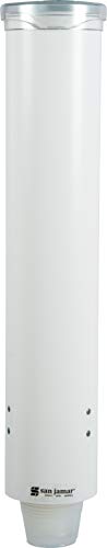 San Jamar Small Pull-Type Cup Dispenser Fits 3-4.5 Oz Cone Cups, 3-5 Oz Flat Cups with Flip Caps for Restaurants, Dining Halls, and Fast Food, Plastic, 16 Inches, White