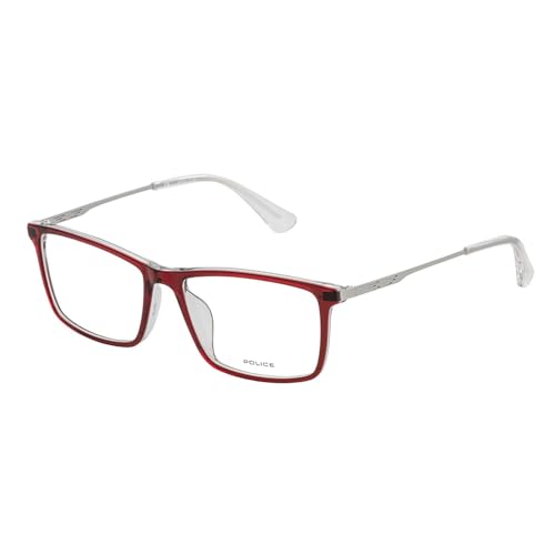 Image of Police Eyewear| Rectangular | Men | Large | Shiny Crystal Red Acetate Frame