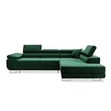 INTENSE DECO Canapé d'angle Droit Convertible Marius Velours Vert