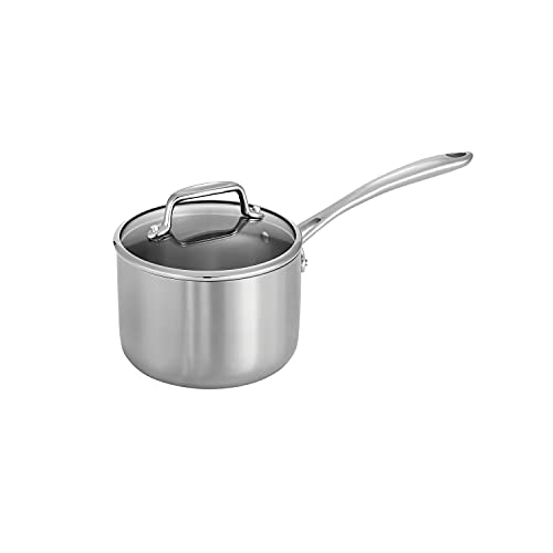 Image of Tramontina Tri-Ply Clad Stainless Steel 2-Quart Small Sauce Pan with Glass Lid, Induction-Ready, Dishwasher-Safe, NSF-Certified