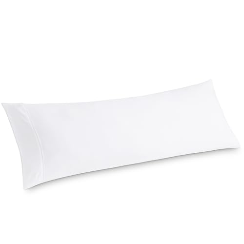 Bedsure Body Pillow Case Cover - White Brushed Microfiber Long Pillow Cases, Ultra Soft and Cozy Body Pillowcase with Envelope Closure, Wrinkle, Fade and Stain Resistant, 1 Pack, 20x54 Inches