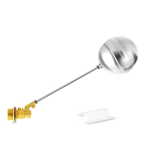 ERGAOBOY 1 pieza de válvula de bola flotante de acero inoxidable 304 con adaptador, interruptor automático de control de nivel de agua con flotador de 1-1/2' para tanques de almacenamiento y piscinas