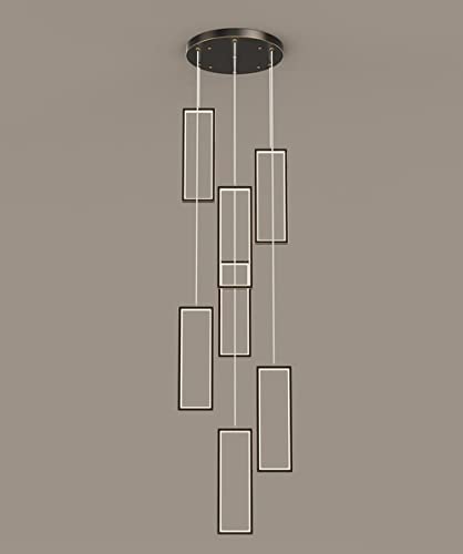 Escalier moderne minimaliste mis en valeur par un lampadaire de salon rotatif réglable en hauteur