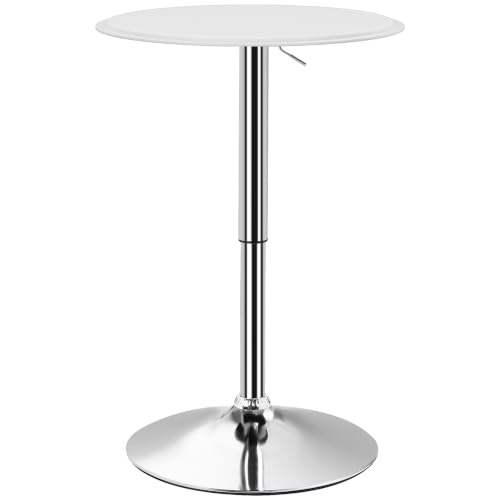 HOMCOM Table de Bar Table Bistro Hauteur Réglable 67-93 cm Ø 63 cm Blanc