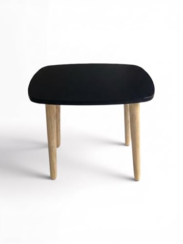 Image of Modern Rectangle Side Table with 4 Wooden Legs, Minimalist End Table /Coffee Table for Living Room, Bedside Nightstand for Bedroom, Balcony & Small Spaces