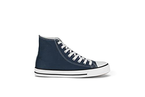 Image of CULTZ Diamond Unisex Trainers Women's Men's High Top Trainers, Dark Navy, 9 UK