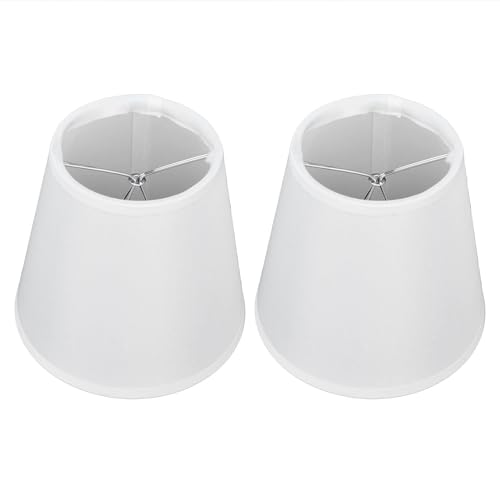 Set of 2 Clip LampShades for Candle Crystal Chandelier, Clip On Lamp Shade Small Lamp Shade Clip on Bulb Lamp Shades for Table Lamps Mini Lamp Shade(White), 9.2x14.2x13cm