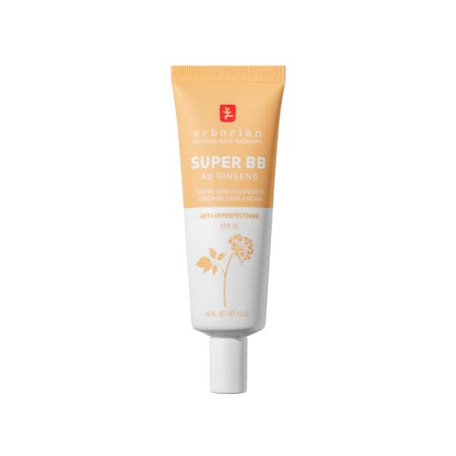 Erborian - Super BB Crema de Ginseng - Cuidado Facial Tinte de Alta Cobertura Anti-Imperfectos - Corrector y Perfeccionador del Tono - Protección Solar SPF 20 - Cuidado Cosmético Coreano - Nude 40 ml