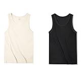 [Luvian] 2枚組 メンズ 向け ビンテージ 風 綿 混 素材 吸汗 性 高く 夏 の リ シーン に 適 おしゃれ アップ 1 & ブラック 1 L