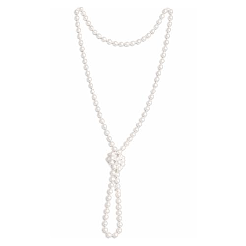 Kangaroo Vintage 48" Flapper Faux Pearl Necklace for Women White, 1 Pack - 1920s Costume Jewelry Accessory for Girls & Accessories for Women - Strand Pearls Long Necklace For Theme Parties Outfits