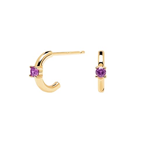 Boucles d'oreilles argent 925 anti-allergie forme C avec zircon pour oreilles sensibles
