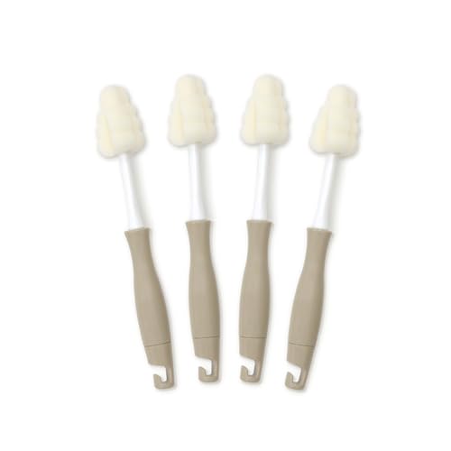 Grosmimi All in One Bottle and Teat Cleaning Foam Brush Pack of 4, for Wine Glasses, Cups, Baby Bottles, Sports Bottles